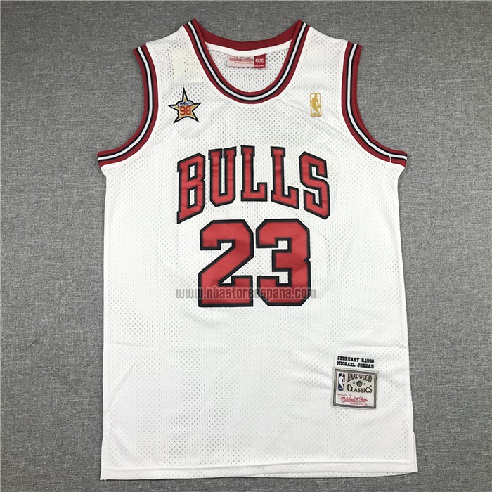 Camiseta Chicago Bulls Michael Jordan NO 23 Mitchell & Ness 1998 Blanco